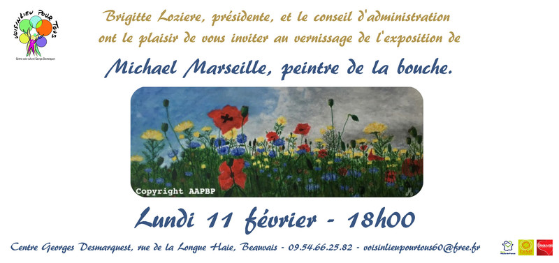 Carton d'invitation au vernissage de Michael Marseille