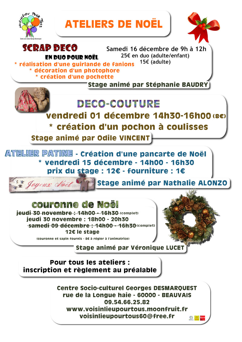 flyer des ateliers de No&euml;l